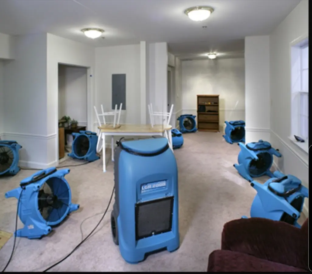 Air movers and dehumidifier setup for Water Damage Restoration in Leisure World